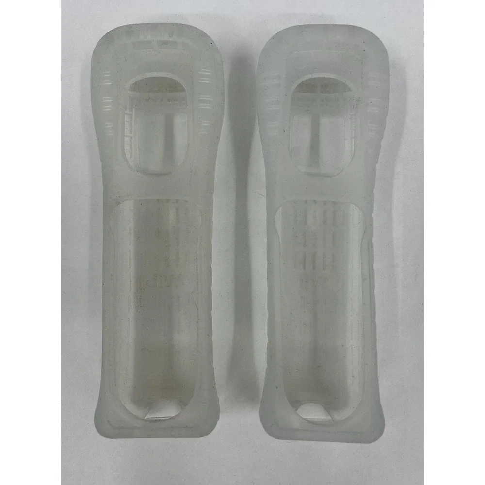 2 Official Nintendo Wii Remote Rubber Silicone Gel Cover Sleeves Clear
